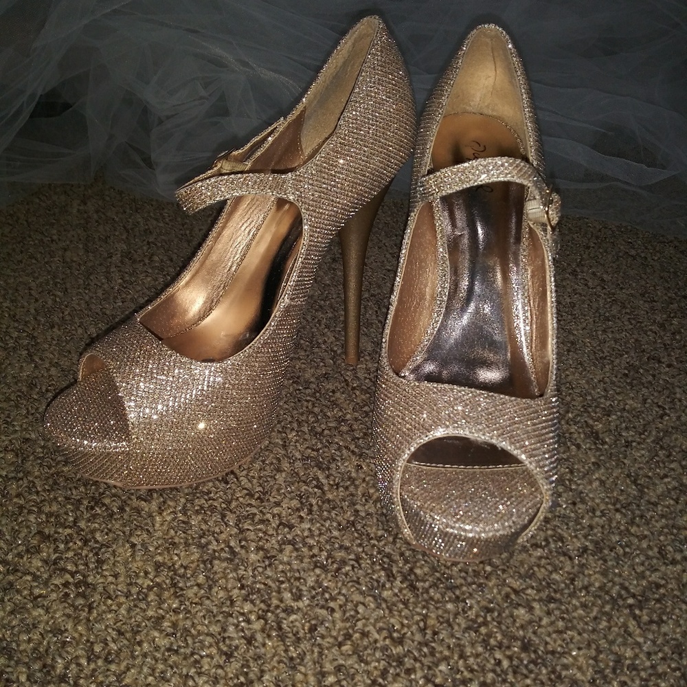 Qupid high-heel open-toe glittering shoes